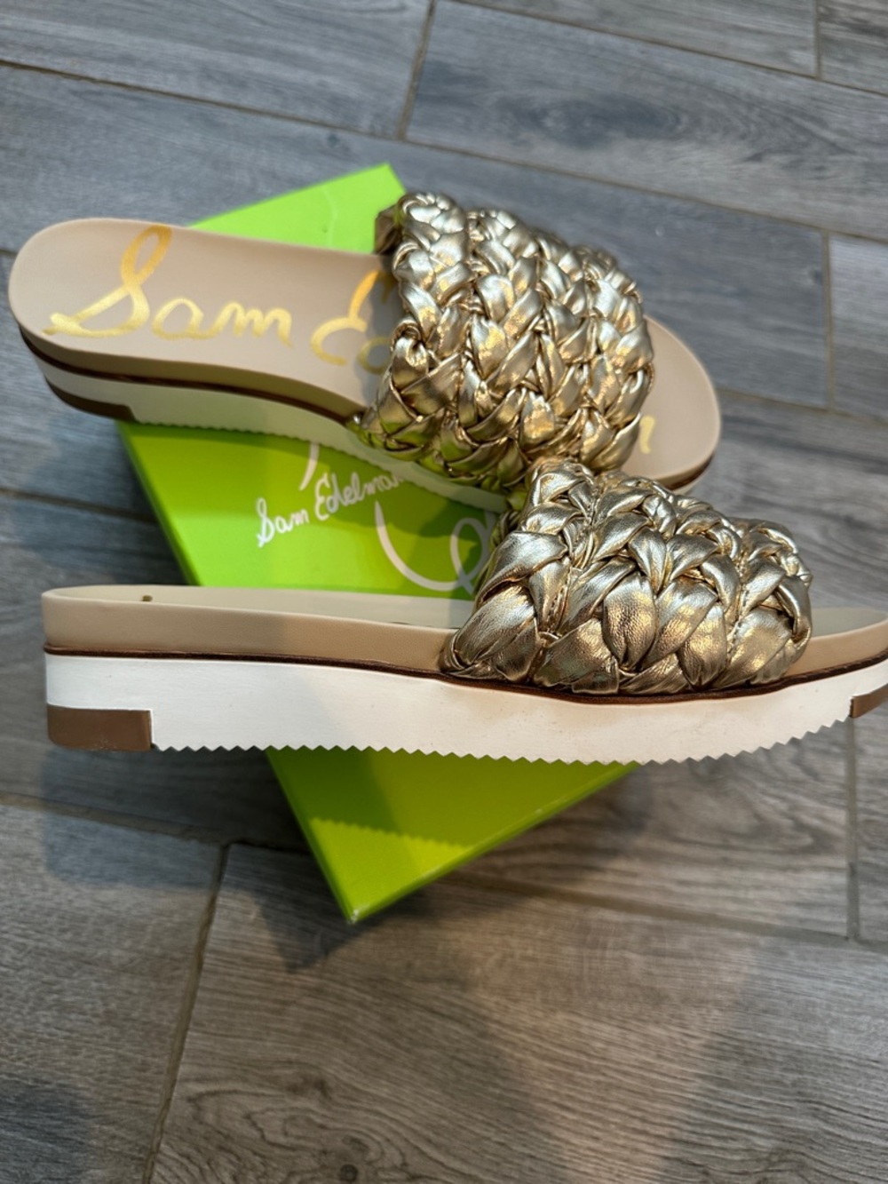 Sam Edelman Gold Braided Slide Sandals NWT - Picture 2 of 5